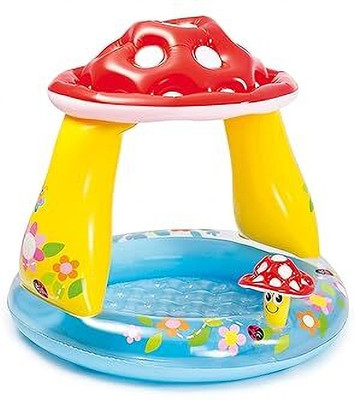 Tiny Tales Mushroom Baby (IND*88) Paddling Pool 57114 by Intex With Pump Inflatable Swimming Pool(Multicolor)
