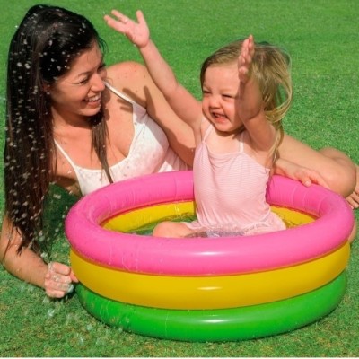 Ratlam INTEX BABY BATHTUB 2FT ROUNF MULTI COLOUR Inflatable Swimming Pool(Multicolor)