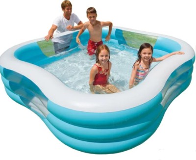 Intelligent Outdoor Intex 57494 Portable Beach Wave Lounge Swimming Pool Inflatable Swimming Pool(Multicolor)