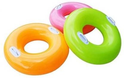 VWretails Inflatable Pool Swimming Ring Tube with 2 Handles 30-inch multicolor 1 Pc Inflatable Swimming Pool, Swimming Safety Tube(Pink, Green, Orange, Yellow)