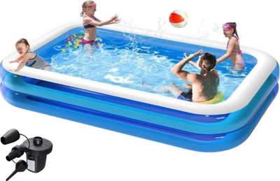 HK ENTERPRISES OFFICIAL 8.5Ft Extra Large Full Size Inflatable Pool with Electric Pump Inflatable Swimming Pool(Blue)