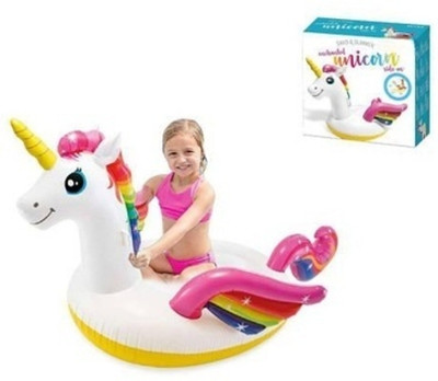 Tiny Tales Floating Unicorn Ride On (IND *9512) Sit Swimming Ring Adult Inflatable Float Inflatable Swimming Safety Tube(Multicolor)