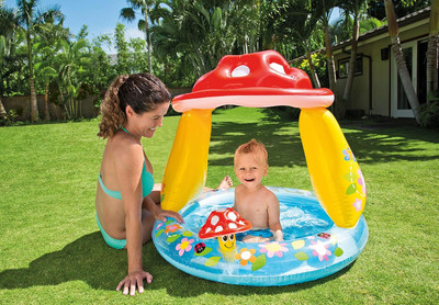 Intelligent Mushroom Baby (IND*91) Paddling Pool 57114 by Intex With Pump Inflatable Swimming Pool(Multicolor)