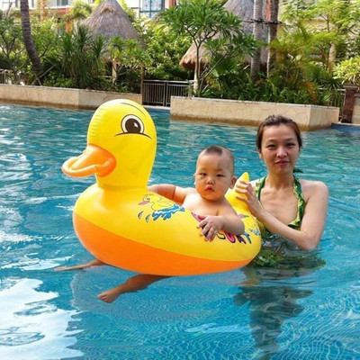 REVATAKG Duck Shape Swimming Ring For 1 To 5 Year 2 Handles for Support Smooth Leg Holes Inflatable Swimming Pool(Multicolor)