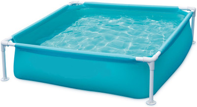 VWretails Blue Square Frame Kids Pool - Durable Metal Frame Backyard Fun Pool for Toddlers Inflatable Swimming Pool(Blue)