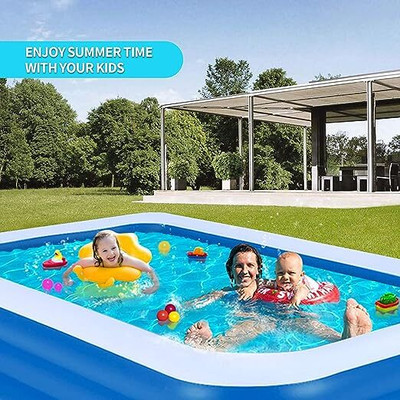 TinyTales G Giant Bathtub 10 ft 3 Ring with Pump for Kids/Adults Inflatable Swimming Pool(Blue)