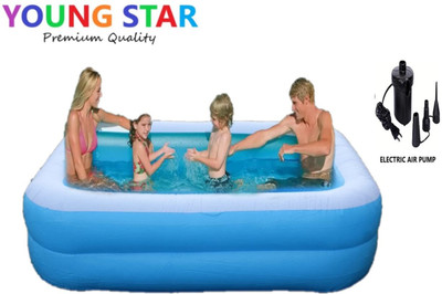 ECOM BHARAT Premium 6.7 FEET (2.01m) LENGTH,5.9 FEETS (1.50m) BREATH AND 51CM HEIGHT. Inflatable Swimming Pool, Inflatable Toy Pump(Electronic Pump BLUE)
