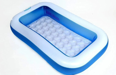 Acqua Scape 5.5ft Rectangular pool Bath Tub for Kids with air pump and a surprise Gift Inflatable Swimming Pool(Blue)