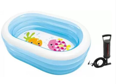 Intelligent Inflatable (IND*112) Oval Whale Fun Pool With Pump Inflatable Swimming Pool(Multicolor)
