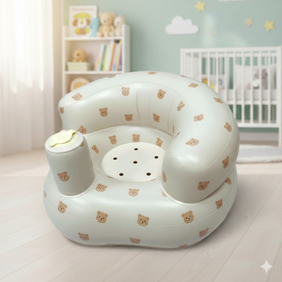 RASTER-TEX Inflatable Baby Sofa Seat with Backrest Inflatable Sofa/ Chair(Cream)