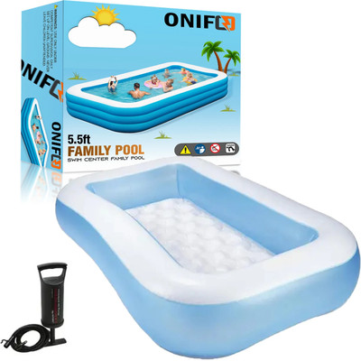 ONIFO 5.5 FT. Bath tub for Baby Inflatable Rectangular Pool with Air Balloon Pump Inflatable Swimming Pool(Blue)