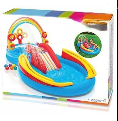 Intelligent Rainbow Ring Play Center Pool - Multicolour With Pump Inflatable Swimming Pool(Multicolor)