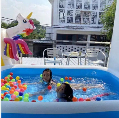 KinderTales SWIM CENTER FAMILY POOL Inflatable Swimming Kid With Free Pump Inflatable Swimming Pool(Multicolor)