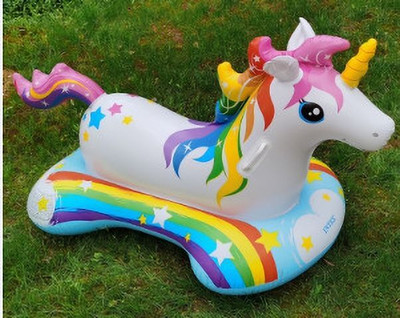Tiny Tales Kids Inflatable Unicorn Party Island Lounger, White Inflatable Swimming Safety Tube(Multicolor)