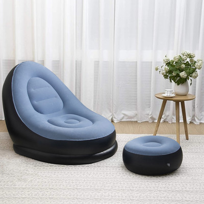 HEALTH SAFE PVC 1 Seater Inflatable Sofa(Color - Blue, DIY(Do-It-Yourself))