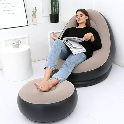 Adfresh Inflatable Lounge Chair Leatherette 1 Seater Inflatable Sofa(Color - Multi Color, Knock Down)