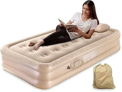lexus Inflatable Camping Mattress – Portable Air Bed with Pump for Travel Leatherette 4 Seater Inflatable Sofa(Color - cream white, Pre-assembled)