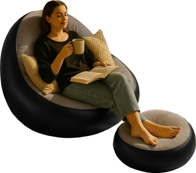 The Divine Tales Inflatable Lounge PVC 2 Seater Inflatable Sofa(Color - Black, Beige, Pre-assembled)