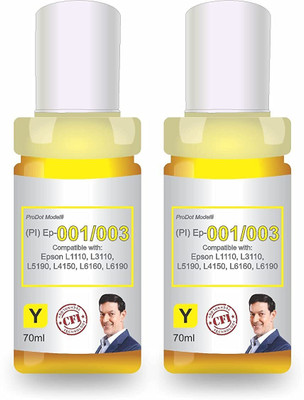 PRODOT EP 001/003 Inkjet Ink Refill Compatible with Epson L1110, L1455, L3100, 2 x Yellow Ink Bottle