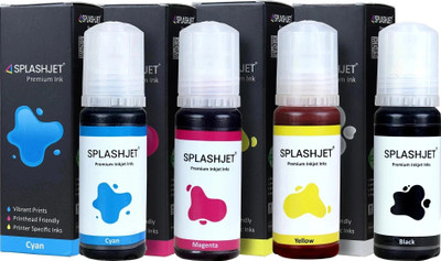 Splashjet 003 Ink for EP L3110, L3150, L3250, L3152, Printer-(C/M/Y/k - 70gm x4) - 501737 Black + Tri Color Combo Pack Ink Bottle