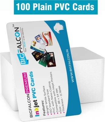 BIGFALCON Premium 100 Plain PVC ID Cards for Inkjet Printers Quality White Plastic CR80 White Ink Bottle