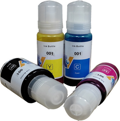 uv infotech REFILL INK 001 COMPATIBLE for EP L4150 L4160 L6160 L6170 L6190 Ink Tank Printer ( BK 127ML & CMY 70ML Ink) Multi Color Ink Cartridge Black + Tri Color Combo Pack Ink Bottle