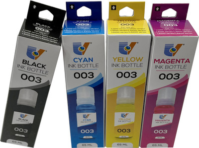 PRINTZONE 003 Premium Compatible Refill Ink For L3116 SERIES 65 ML EACH BOTTLE (BK/C/M/Y) Black + Tri Color Combo Pack Ink Bottle