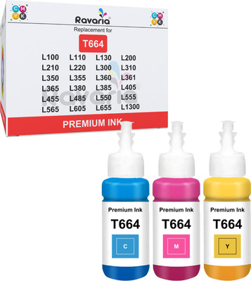 Ravaria T664 Premium Compatible Ink For Ep Ecotank Printer Tri-Color Ink Bottle
