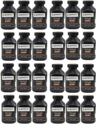 Growlam 12A Toner Powder 120gm USE IN HP11A/29X/49A/51A/64A and CRG 303/308 Pack of 24 Black Ink Bottle