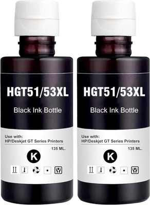 verena HGT51/53XL Refill Ink Compatible For 5800 Series (5810,5820) Printer 135ML X 2 Black Ink Bottle