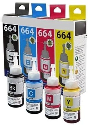 INKTECH T6641 Refill Ink For Epson Printers Pack of 4 Color Black + Tri Color Combo Pack Ink Bottle