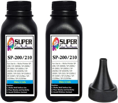SUPERC Richo SP 200 / SP 210 Toner Cartridge Refill Pack Of 2 With Nozlle 100Gms Each Black Ink Toner Powder