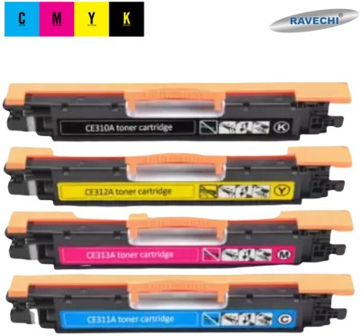Ravechi 126A Combo Set-Black,Cyan,Yellow,Magenta-CE310A /CE311A/CE312A/CE313A Black + Tri Color Combo Pack Ink Toner
