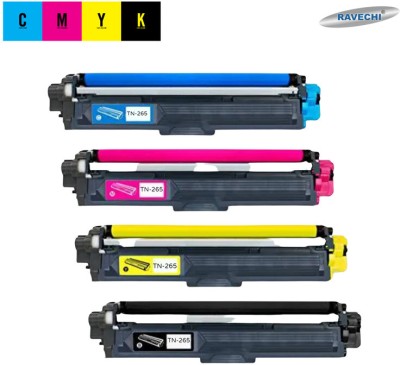 Ravechi Tn-265 / 265 Set Black / Cyan / Yellow / Magenta (4 Colors) Toner Cartridge Black + Tri Color Combo Pack Ink Toner