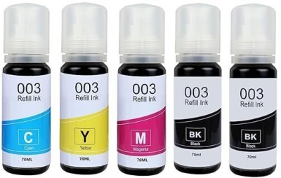 Bright Office 001, 003 Refill Ink for EcoTank Printer Black + Tri Color Combo Pack Ink Bottle