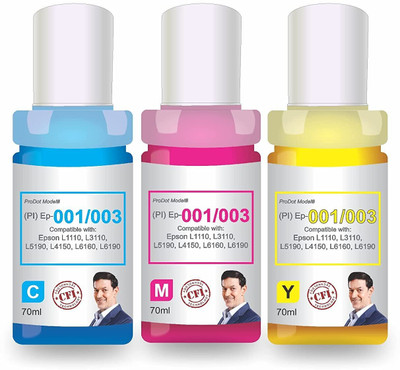 PRODOT EP 001/003 Inkjet Ink Refill Compatible with Epson L1110, L1455, L3100 Tri-Color Ink Bottle