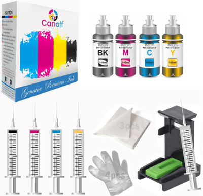 canoff 703 ink cartridge refill ink bottle with suction tool kit 100ml Black + Tri Color Combo Pack Ink Bottle