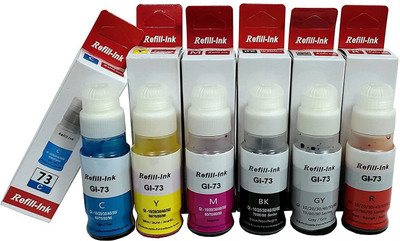 Wiofy GI73 Refill Ink Compatible for CNPixma G570 / G670 Printers Black + Tri Color Combo Pack Ink Bottle