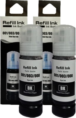 Salty High Quility Refill Ink 001/003/008 Use for Epson Printer (Pack Of 2) Black Ink Bottle