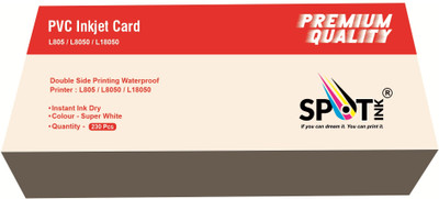 spotink White Blank PVC ID Cards for Inkjet Printers- Pack of 230 cards White Ink Cartridge