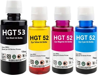 QUINK Ink GT53xl & GT52 Multicolor Ink Bottle Set Compatible for Gt5810 Gt5811 5820 Black + Tri Color Combo Pack Ink Bottle