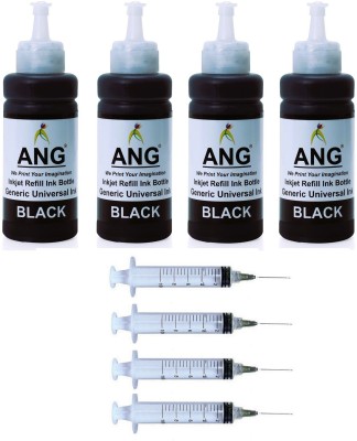 Ang Canon Printer Refill Ink Kit 400ml with Syringes for PG 740, CL 741, PG 745, CL 746, PG 47, CL 57, PG 88, CL 98, PG 810, CL 811, PG 830, CL 831, PG 89, CL 99 Cartridges - With 4 Syringes Black Ink Cartridge