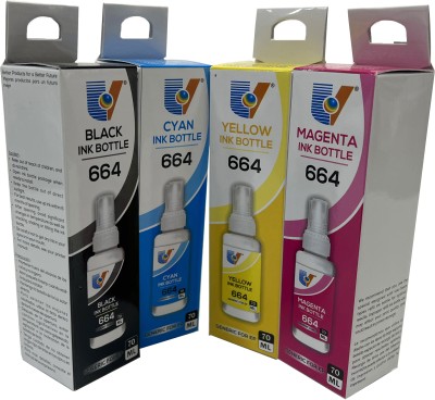 JET TONER Refill Ink Compatible For Ep Printers L100, L110, L130, L200, L210, L220, L300, L310, L350, L355, L360, L365, L455, L550, L555, L565, L1300 - 70 ML Each Bottle Multi Color Ink (Cyan, Magenta, Yellow, Black) Black + Tri Color Combo Pack Ink Bottle