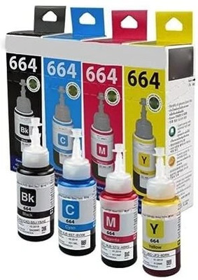INKTECH T6641 Refill Ink For Epson Printers Pack of 4 Color Black + Tri Color Combo Pack Ink Bottle