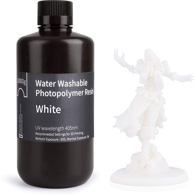 Elegoo Water Washable Photopolymer 3D Printer Resin for LCD DLP SLA 405nm Printer White Ink Bottle