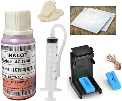 Haedlink 1 Bottle Pink Cleaning Solution+Ink suction kit For All Ink Tank-Ink Jet Printer Black Ink Toner