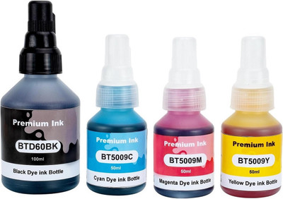 Salty BTD60 BT5000 Refill Ink Compatible for Brother DCP-T300 T310W T500W Printers Black + Tri Color Combo Pack Ink Bottle