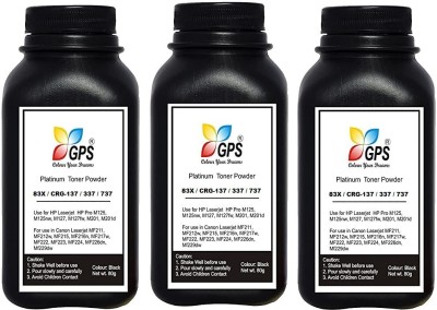 GPS Colour Your Dreams 83X / CF283X Toner Powder Refill For Hp Laserjet Pro MFP M125 / M125nw / M125rnw / M127fn / M127fw / M127fp / M201n / M225dn Pack Of 3 With Nozzle 70Gm Each Bottle Black Ink Toner Powder