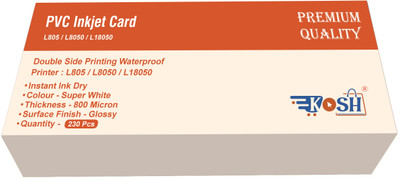 Kosh Super White Plain PVC Id Card Compatible for Printers Pack of 230 Cards White Ink Cartridge