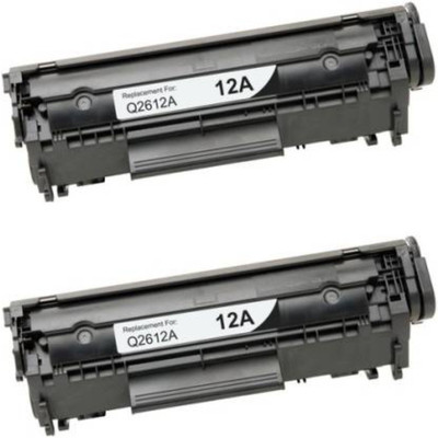 canoff 12A / Q2612A Compatible for LaserJet 1012, 1015,1022 3030 Printers pack of 2 Black Ink Cartridge